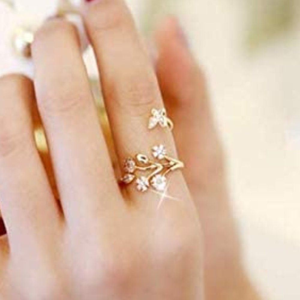 Butterfly Flower Open Ring - S925 Sterling Silver
